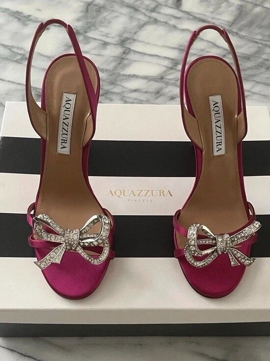Aquazzura Shoes - Aquazzura Women’s Fuchsia Crystal Satin Heels